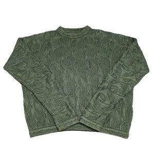 Rare Coogi Basics Authentic Mens Green Cotton Knit Sweater Size Large